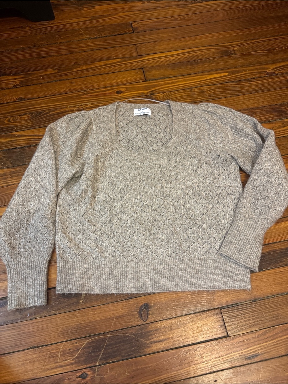 Old Navy Neutral Taupe Scoop Neck Textured Sweater